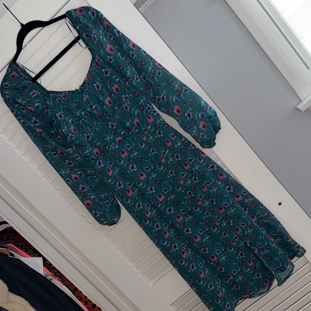 Miami Teal and Pink Floral Long Sleeve Dress FRANCESCAS